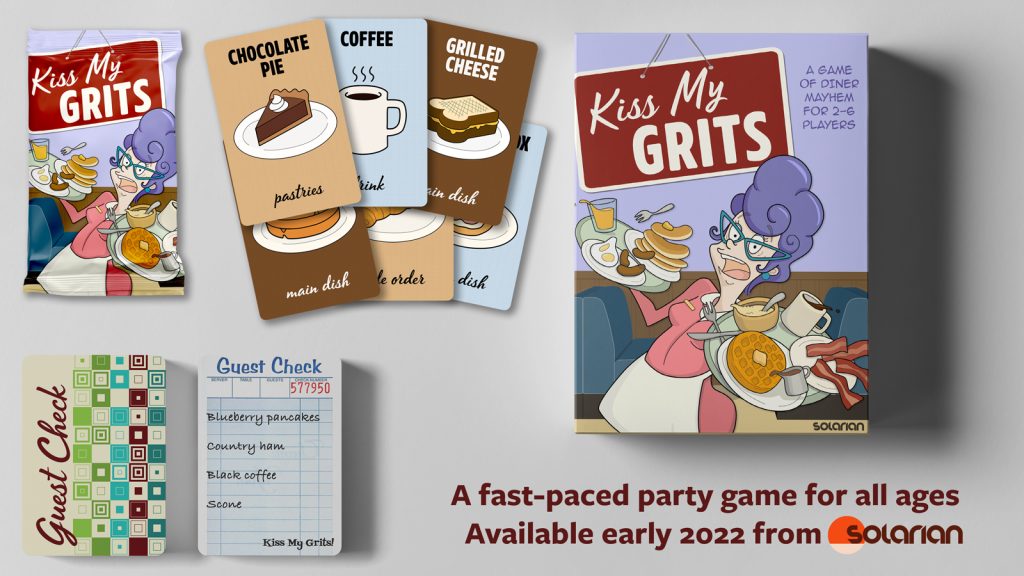 Kiss My Grits promo image showing box and cards